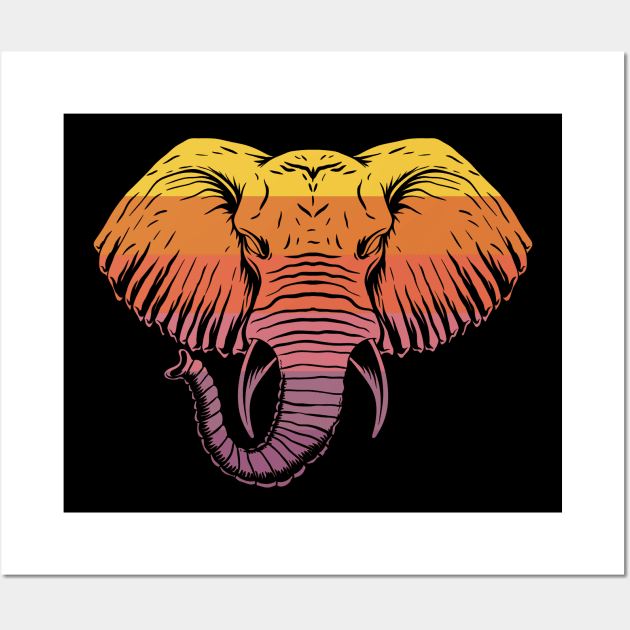 Retro Elephant Wall Art by Dojaja